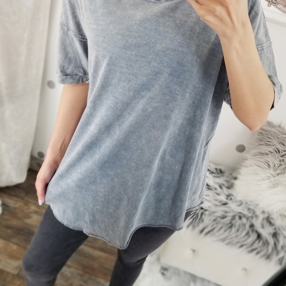 Last2️⃣ Fall Tops Denim Blue Tee Mineral Wash Laid Back Every Day Tshirt - Picture 5 of 9